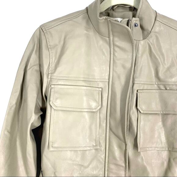 A New Day Faux Leather Jacket Tan Women’s Size XS NEW - Picture 4 of 11
